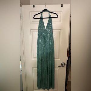 Turquoise Sequined Gown/Prom Dress